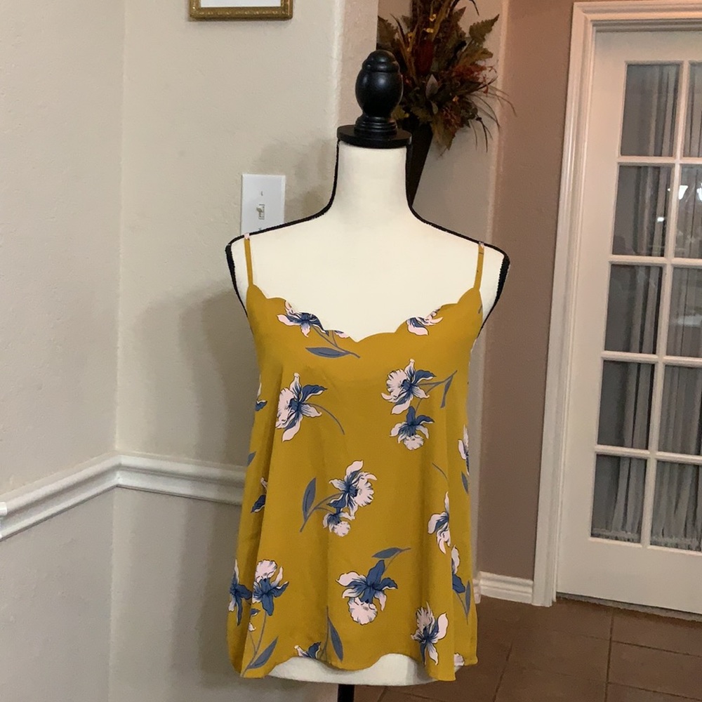 Collective Concept yellow w/blue floral print cami Size S